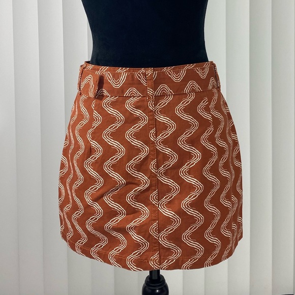 THE RAGGED PRIEST x Milk It Reach It Wiggle Print Mini Skirt Rust Beige US 6 - Picture 7 of 13